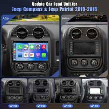 Load image into Gallery viewer, 64GB 2 Din 10" Touchscreen Carplay Android 13 Car Radio For 2010-2016 Jeep Compass/Patriot, Support Bluetooth,Back-up Camera,FM Radio,SWC,GPS Navigation