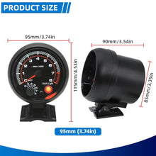 Load image into Gallery viewer, 12V 3.75" Universal Car Tachometer Gauge, 0-8000 RPM Digital RPM Meter With LED Shift Light, Automotive Racing Tach Gauge for Car, Truck & Performance Vehicles