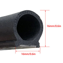 Load image into Gallery viewer, 5 M/16.4ft D-Shape Rubber Car Door Seal Strip Hollow Edge Guard Weatherstrip Universal Trunk Hood Sealing For Toyota Honda VW