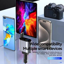 Load image into Gallery viewer, 120W 4 in 1 Car Cell Phone Charger Retractable Car Cigarette Lighter Adapter USB Type C Fast Charger Cable For IPhone Xiaomi Huawei Samsung