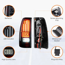 Load image into Gallery viewer, USA Flag LED Tail Lights For 1999-2002 Chevy Silverado 1500 2500 HD 1999-2003 GMC Sierra 1500 2500 HD Not For Stepside Pickup Bed
