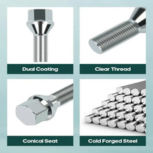 Load image into Gallery viewer, 20pcs Black Works Racing Chrome Carbon Steel Wheel Lug Nuts 12x1.25 For 2014-2022 Jeep Cherokee / Renegade QC-045 2018-2023 Jeep Compass 2012-2016 Dodge Dart Not Fit For Iron Wheels