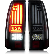 Load image into Gallery viewer, USA Flag LED Tail Lights For 1999-2002 Chevy Silverado 1500 2500 HD 1999-2003 GMC Sierra 1500 2500 HD Not For Stepside Pickup Bed