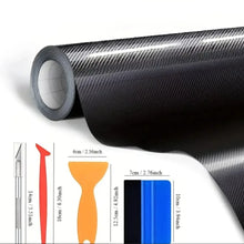 Load image into Gallery viewer, 20x152cm Black 6D Carbon Fiber Car Vinyl Wrap - Glossy Finish, Includes 10-Piece Tool Kit, Suitable For Interior And Exterior DIY Modifications