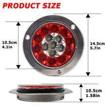 Load image into Gallery viewer, Universal 2Pcs 12V 24V Waterproof Truck Trailer Round Bumper Tail Light Brake Red LED Rear Lamp White Reverse For Tractor Van RV UTV UTE Bus Caravan Bus