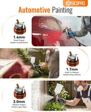 Load image into Gallery viewer, HVLP Paint Sprayer Gun Kit for Car Painting, 1.4/1.7/2.0mm Nozzles with Adjustable Spray Pattern for Varnish and Top Coat