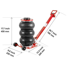 Load image into Gallery viewer, 3 Ton / 5 Ton Triple Bag Pneumatic Jack Air Jack Quick Lift Heavy Duty Car Repair Jacks Folding Rod Jacks with Two Wheels