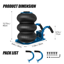 Load image into Gallery viewer, Black Heavy Duty Triple Bag Air Jack 3 Ton 6600lbs Pneumatic Jack 17.7" Short Handle Triple