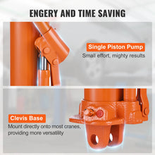 Load image into Gallery viewer, Hydraulic Long Ram Jack 3 Ton Engine Hoist Cylinder with Single Piston Pump And Clevis Base Hydraulic Ram Cylinder