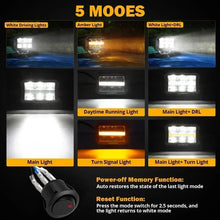 Load image into Gallery viewer, 1 Pair 4.5 Inch 120W LED White DRL Amber Turn Signal Work Auxiliary Lights For Truck SUV Offroad