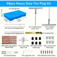 Load image into Gallery viewer, 34/58pcs Auto Tire Repair Puncture Repair Tool Kit Car Van Motorcycle Bike Emergency Heavy Duty Tubeless Tire Repair Rivet Set