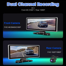 Load image into Gallery viewer, Universal Car 1 Din Android 10.26 Inch Touchscreen Portable 4K Car DVR Wireless Carplay Multimedia Player Auto GPS Navigation Video Recorder Dashboard Dual Lens Wifi FM