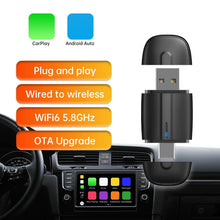 Load image into Gallery viewer, USB &Typ-c Wireless Carplay Adapter for Apple Carplay, Android Auto Wired To Wireless Conversion