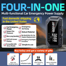 Load image into Gallery viewer, Universal Portable 12V 8000A Smart Emergency Car Jump Starter, With Emergency Air pump, Flashlight, And Power Bank