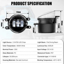 Load image into Gallery viewer, 2pcs 30W 12V Pair 3.5" Inch LED Fog Lights For 2007-2017 Toyota Corolla Camry Avalon Solora Venza Yaris Matrix Prius RAV4 Sienna 4Runner Highlander Lexus CT200h GS350 GS450h GS460 IS-F ES300h ES350 LX570 RX450h HS250h