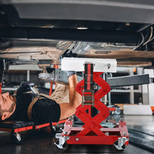 Load image into Gallery viewer, 450LB Transmission Jack Low Profile 7"-23" Inch Spacing Range Lift Trans Jack With 2M Safety Straps 4 Brake Casters For Car Truck Repair