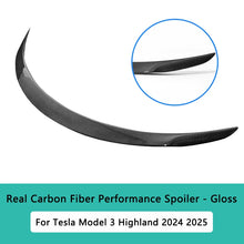 Load image into Gallery viewer, Real Carbon Fiber Matte/Gloss Trunk Lid Spoiler Wing For 2025-2026 Tesla Model Y Juniper / For 2024-2025 Tesla Model 3 Highland Real Carbon Fiber Spoiler