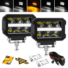 Load image into Gallery viewer, 1 Pair 4.5 Inch 120W LED White DRL Amber Turn Signal Work Auxiliary Lights For Truck SUV Offroad