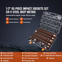 Load image into Gallery viewer, SucceBuy 1/2" 3/8" Inch Drive Impact Socket Set 13/23/33/34/48/65/90PCs SAE Metric Cr-V/Cr-Mo Socket Set 6 Point Alloy Steel Repair