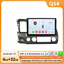 Load image into Gallery viewer, Wireless CarPlay 2 Din Android 14 Car Stereo For 2006-2011 Honda Civic Left Driving Autoradio RDS FM DSP Audio GPS Navigation WiFi Player Bluetooth Handsfree 8 Core Car Intelligent System
