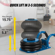 Load image into Gallery viewer, Black Heavy Duty Triple Bag Air Jack 3 Ton 6600lbs Pneumatic Jack 17.7" Short Handle Triple