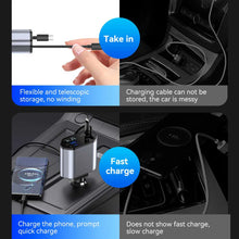 Load image into Gallery viewer, 120W 4 in 1 Car Cell Phone Charger Retractable Car Cigarette Lighter Adapter USB Type C Fast Charger Cable For IPhone Xiaomi Huawei Samsung