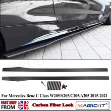 Load image into Gallery viewer, 2pcs Gloss Black AMG C63 Style Rocker Molding Extentions For 2014-2021 Mercedes Benz C Class W205 C205 A205 S205 A205 Not AMG For 2012-2018 Mercedes Benz A Class W176