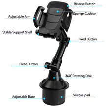 Load image into Gallery viewer, Universal 360° Car Cell Phone Stand Cup Holder Stand Drink Bottle Long Mount Support Smartphone Mobile Phone Bracket Accessories