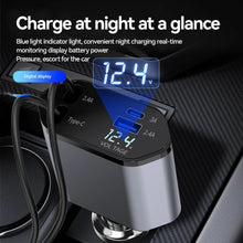 Load image into Gallery viewer, 120W 4 in 1 Car Cell Phone Charger Retractable Car Cigarette Lighter Adapter USB Type C Fast Charger Cable For IPhone Xiaomi Huawei Samsung