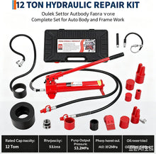 Load image into Gallery viewer, Heavy Duty 10 Ton Porta Power Hydraulic Jack Ram Kit - Hand Pump 3.9/4.7 ft | Oil Hose Options, Auto Body Frame Repair Set