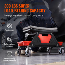 Load image into Gallery viewer, Heavy-Duty Rolling Mechanic Seat With Large Rubber Wheels, Tool Trays, Large Drawer, 300 LBS Capacity Creeper Seat