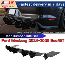 Load image into Gallery viewer, Gloss Black Rear Bumper Cover Lower Spoiler Diffuser For 2024-2025 Ford Mustang Eco/GT With Dual Exhaust Not Quad Exhaust