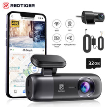 Load image into Gallery viewer, REDTIGER F9 Dash Cam 4K Front and Rear WiFi GPS Car Camera for Parking Mode Car DVR for Night Vision Car Recorder By App Control