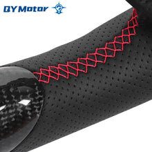 Load image into Gallery viewer, Real Carbon Fiber Steering Wheel Perforated Black Leather Red Stitch Fit for 2015-2023 Ford Mustang GT / EcoBoost Shelby Sport Racing Wheel