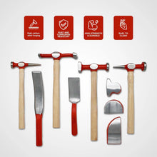 Load image into Gallery viewer, Quality 9pcs Auto Body Repair Tool Kit with 4 Carbon Steel Hammers and Hickory Handles, Spoons & Dollies