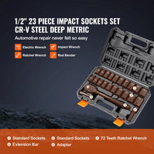 Load image into Gallery viewer, SucceBuy 1/2" 3/8" Inch Drive Impact Socket Set 13/23/33/34/48/65/90PCs SAE Metric Cr-V/Cr-Mo Socket Set 6 Point Alloy Steel Repair