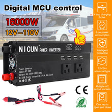 Load image into Gallery viewer, 6000W Car Power Inverter DC 12V To AC 110V Sine Wave Solar Power Converter LCD Home RV Solar Converter