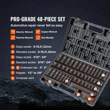 Load image into Gallery viewer, SucceBuy 1/2" 3/8" Inch Drive Impact Socket Set 13/23/33/34/48/65/90PCs SAE Metric Cr-V/Cr-Mo Socket Set 6 Point Alloy Steel Repair