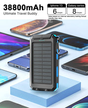 Load image into Gallery viewer, Waterproof Outdoor Solar Power Bank 38800mAh Dual USB Travel Outdoor Solar Mobile Phone Charger Solar Powerbanks For Camping