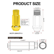 Load image into Gallery viewer, 20pc 48mm Steel Wheel Lug Open End Extended Nuts Set M12x1.5mm + Key For Honda Toyota Mitsubishi Mazda Ford Kia Hyundai Chevy Buick Not For Wheels With Mag/Ball Seats