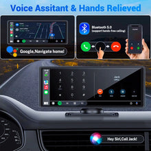 Load image into Gallery viewer, Universal Car 1 Din Android 10.26 Inch Touchscreen Portable 4K Car DVR Wireless Carplay Multimedia Player Auto GPS Navigation Video Recorder Dashboard Dual Lens Wifi FM