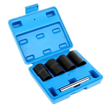 Load image into Gallery viewer, 5pc Twist Socket Set Lug Nut Extractor Tool 1/2 in Drive For Wheel Lock Nut Damaged Removal 17 19 21 22mm
