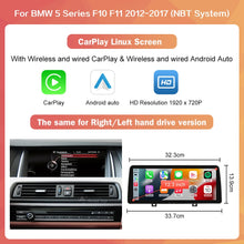Load image into Gallery viewer, Wireless Carplay Android Auto Car Radio Multimedia Player Linux Display Screen For 2012-2017 BMW 5 Series F10 F11 CIC NBT