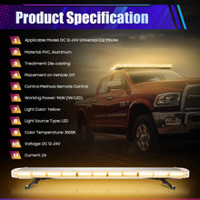 Load image into Gallery viewer, Roof Mounted Emergency Light Bar 96 LED Strobe Light Bar w/Controller 16 Strobe Modes Amber Flash Light Emergency Warning Lamp 150LM Burst Light IP65 Waterproof