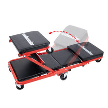 Load image into Gallery viewer, 3-in-1 Rolling Mechanic Creeper Z Seat, Foldable Garage Chair Lay Down Sit Lean Back, Under Car Shop Auto Repair, Red Black