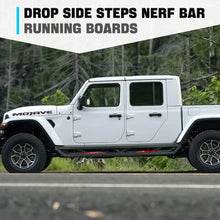 Load image into Gallery viewer, Left & Right Textured Powder Coated Steel Running Boards For 2020-2024 Jeep Gladiator JT Side Step 4 Door Nerf Bar