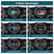 Load image into Gallery viewer, ROADTOP Linux 1 DIN Wireless Apple CarPlay Android Multimedia Player For 2011-2015 Cooper Clubman/Countryman Mini R55 R56 R57 R58 R60 R61 F54 F55 F56 Cooper John Cooper Works