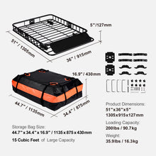 Load image into Gallery viewer, Roof Rack Cargo Basket 46"x36"x4.5"/51"x36"x5" Rooftop Cargo Carrier Heavy-Duty 200 LBS Capacity for SUV Truck Vehicle Galvanized, Powder Coated