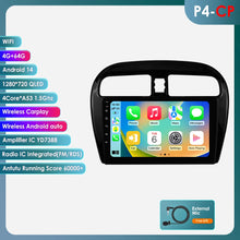 Load image into Gallery viewer, Hizpo 9-Inch 4G 2 Din Wireless Apple CarPlay Android Multimedia Player For 2012-2023 Mitsubishi Mirage/Spacestar/2015-2023 Dodge Attitude CarPlay Smart Intelligent Systems IPS Touch Screen Stereo Video Player With Day/Night M