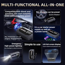 Load image into Gallery viewer, Universal Portable 12V 8000A Smart Emergency Car Jump Starter, With Emergency Air pump, Flashlight, And Power Bank